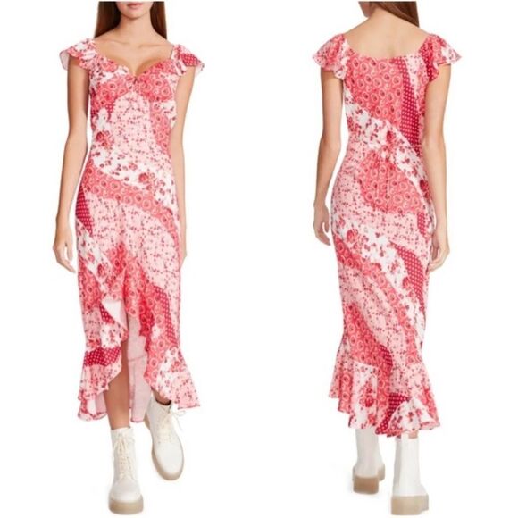 Betsey Johnson La Napoule English Rose Patchwork Ruffled High-Low Dress - Picture 8 of 8